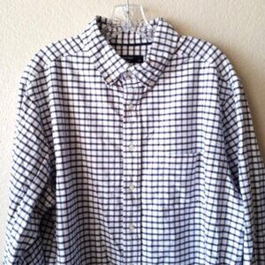 Cremieux White  Navy  and Maroon Thick Cotton Button Down Check Shirt size 2XT